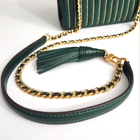 TORY BURCH FLEMING VELVET STUDDED CROSSBODY BAG PINE TREE GREEN - Picture 3 of 7